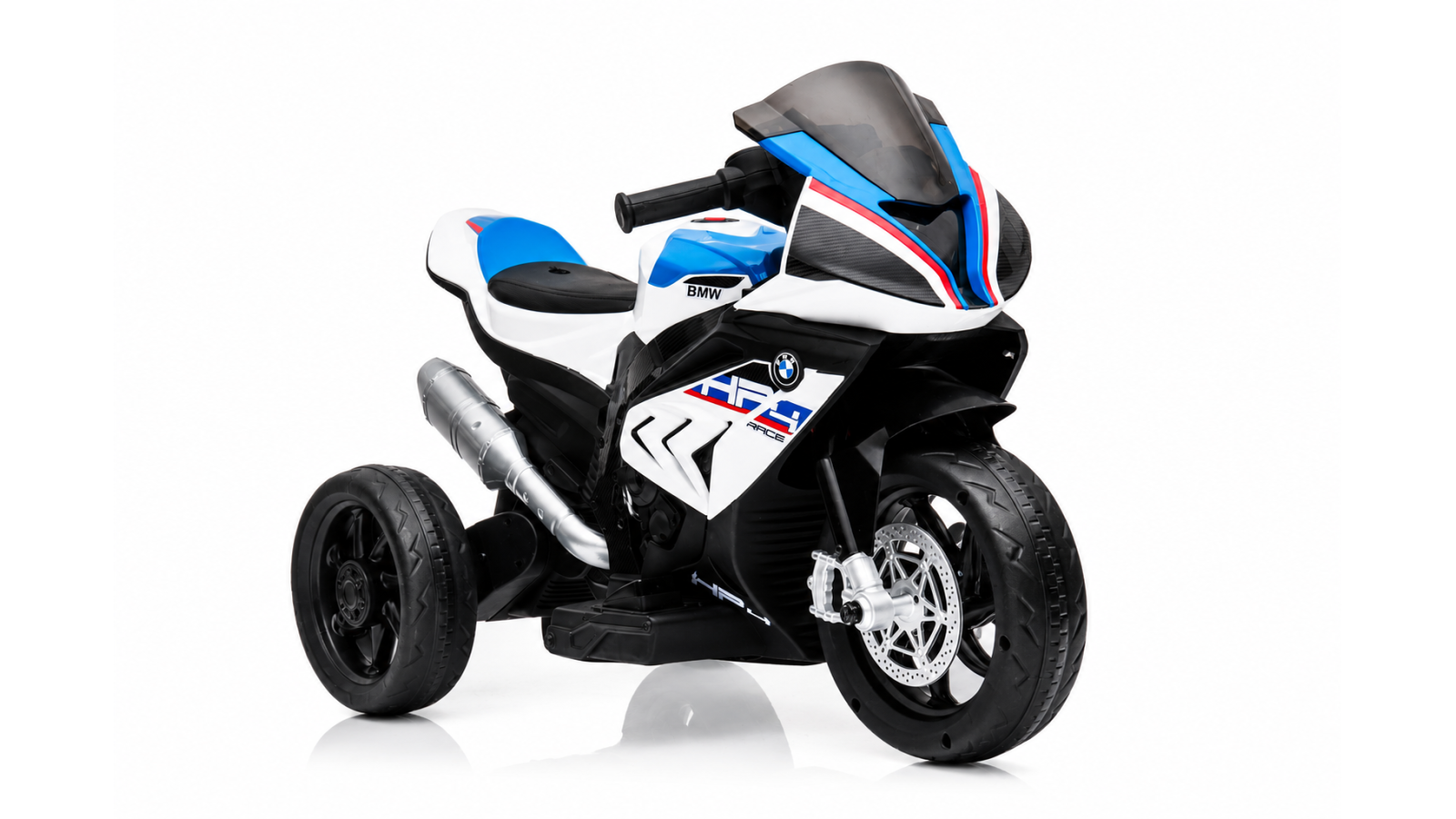 Moto Elettrica per Bambini 18-60 Mesi 12V BMW HP4 Sedile Pelle Musica USB Luci