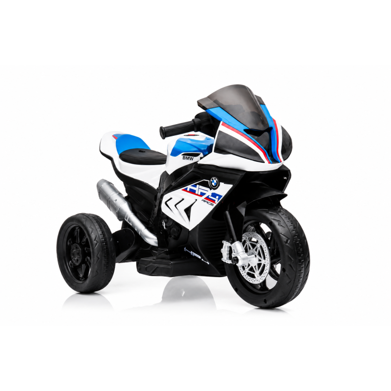 Moto Elettrica per Bambini 18-60 Mesi 12V BMW HP4 Sedile Pelle Musica USB Luci