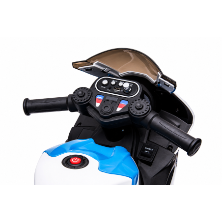 Moto Elettrica per Bambini 18-60 Mesi 12V BMW HP4 Sedile Pelle Musica USB Luci