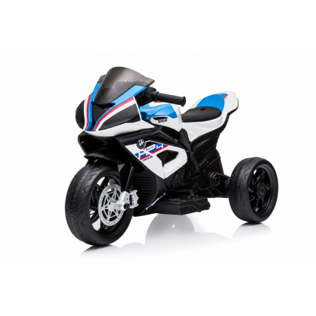 Moto Elettrica per Bambini 18-60 Mesi 12V BMW HP4 Sedile Pelle Musica USB Luci