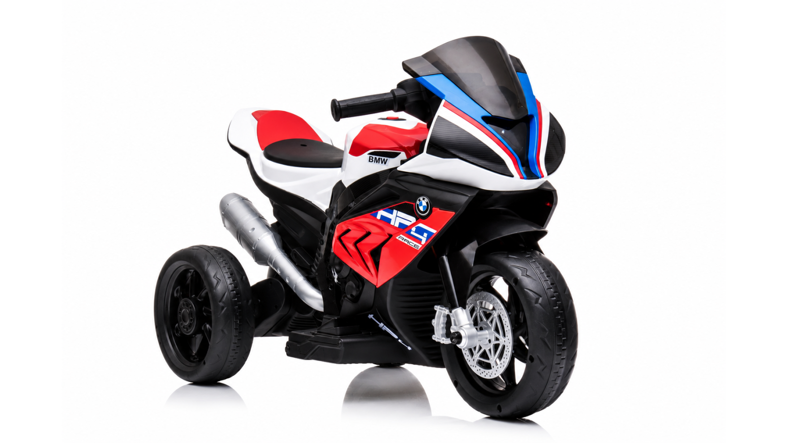 Moto Elettrica per Bambini 18-60 Mesi 12V BMW HP4 Sedile Pelle Musica USB Luci Red