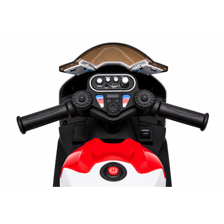 Moto Elettrica per Bambini 18-60 Mesi 12V BMW HP4 Sedile Pelle Musica USB Luci Red