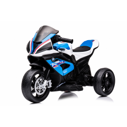 Moto Elettrica per Bambini 18-60 Mesi 12V BMW HP4 Sedile Pelle Musica USB Luci Blue