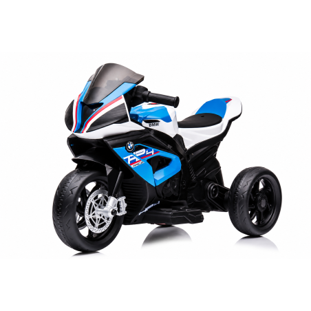 Moto Elettrica per Bambini 18-60 Mesi 12V BMW HP4 Sedile Pelle Musica USB Luci Blue