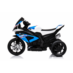 Moto Elettrica per Bambini 18-60 Mesi 12V BMW HP4 Sedile Pelle Musica USB Luci Blue
