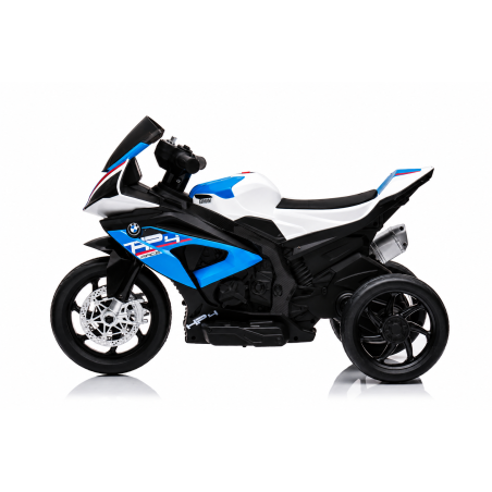 Moto Elettrica per Bambini 18-60 Mesi 12V BMW HP4 Sedile Pelle Musica USB Luci Blue