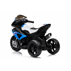 Moto Elettrica per Bambini 18-60 Mesi 12V BMW HP4 Sedile Pelle Musica USB Luci Blue