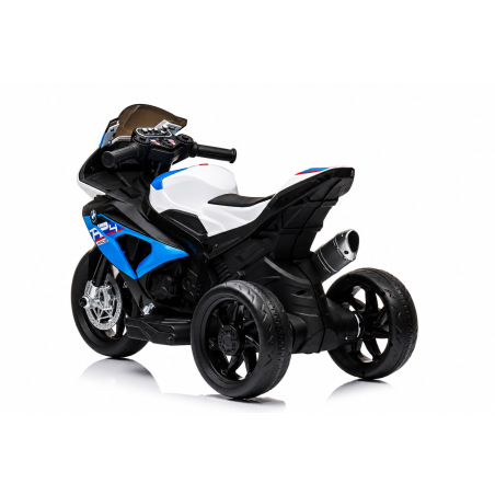 Moto Elettrica per Bambini 18-60 Mesi 12V BMW HP4 Sedile Pelle Musica USB Luci Blue