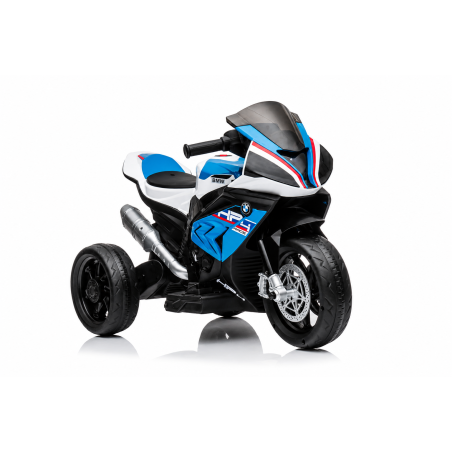 Moto Elettrica per Bambini 18-60 Mesi 12V BMW HP4 Sedile Pelle Musica USB Luci Blue