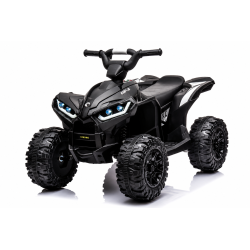Quad Elettrico per Bambini 12V Falcon X 3-5 Anni 2 Motori sedile in pelle e Telecomando Fari led MP3 Nero