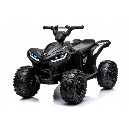 Quad Elettrico per Bambini 12V Falcon X 3-5 Anni 2 Motori sedile in pelle e Telecomando Fari led MP3 Nero