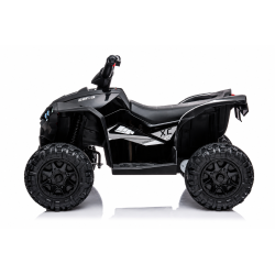 Quad Elettrico per Bambini 12V Falcon X 3-5 Anni 2 Motori sedile in pelle e Telecomando Fari led MP3 Nero