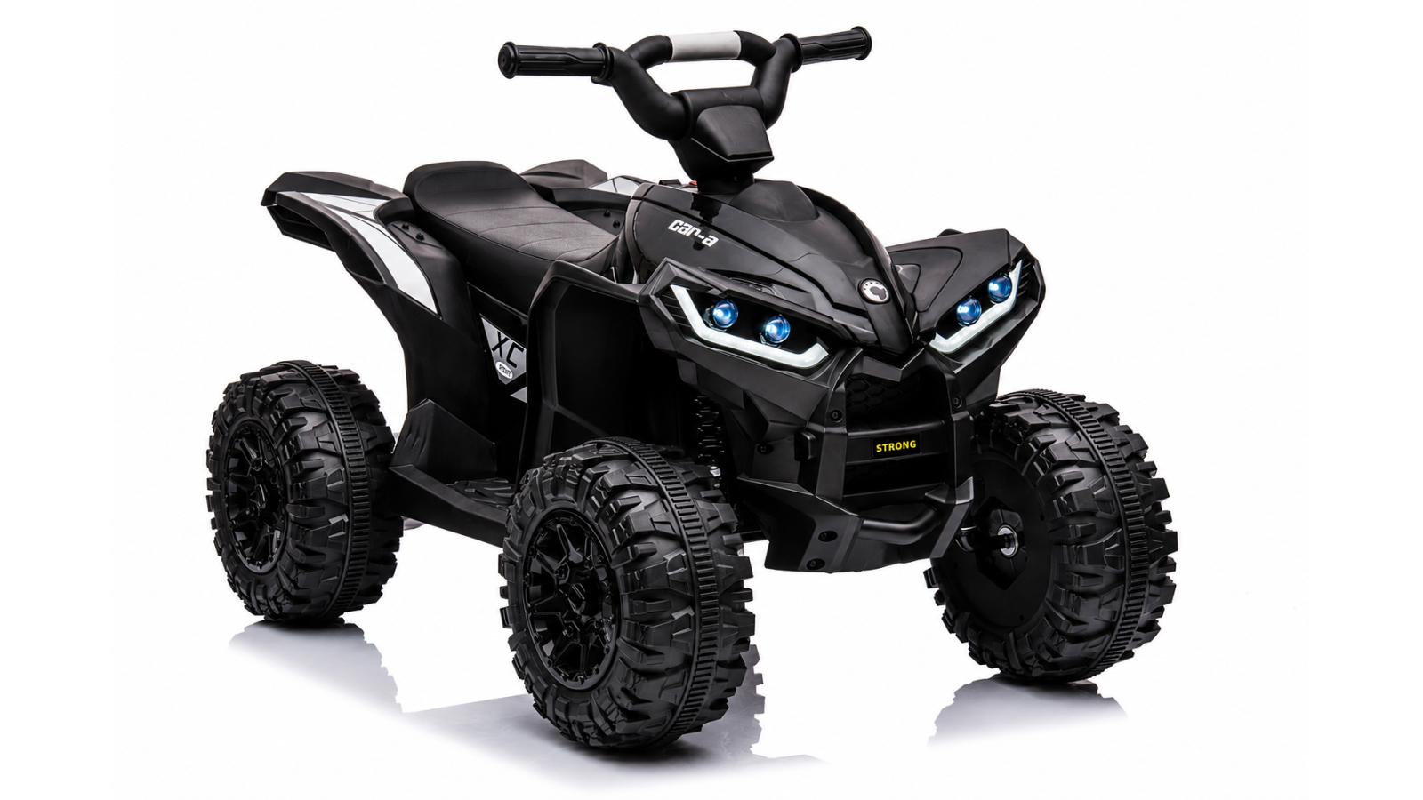 Quad Elettrico per Bambini 12V Falcon X 3-5 Anni 2 Motori sedile in pelle e Telecomando Fari led MP3 Nero