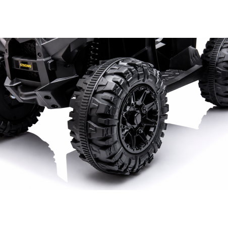 Quad Elettrico per Bambini 12V Falcon X 3-5 Anni 2 Motori sedile in pelle e Telecomando Fari led MP3 Nero