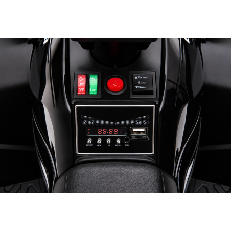 Quad Elettrico per Bambini 12V Falcon X 3-5 Anni 2 Motori sedile in pelle e Telecomando Fari led MP3 Nero