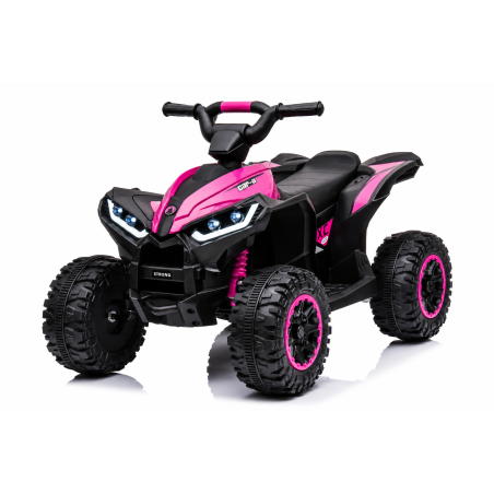 Quad Elettrico per Bambini 12V Falcon X 3-5 Anni 2 Motori sedile in pelle e Telecomando Fari led MP3 Rosa