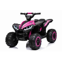 Quad Elettrico per Bambini 12V Falcon X 3-5 Anni 2 Motori sedile in pelle e Telecomando Fari led MP3 Rosa