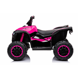 Quad Elettrico per Bambini 12V Falcon X 3-5 Anni 2 Motori sedile in pelle e Telecomando Fari led MP3 Rosa