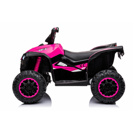 Quad Elettrico per Bambini 12V Falcon X 3-5 Anni 2 Motori sedile in pelle e Telecomando Fari led MP3 Rosa