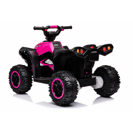Quad Elettrico per Bambini 12V Falcon X 3-5 Anni 2 Motori sedile in pelle e Telecomando Fari led MP3 Rosa