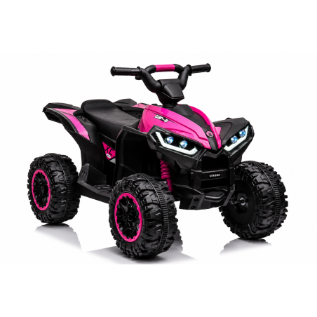 Quad Elettrico per Bambini 12V Falcon X 3-5 Anni 2 Motori sedile in pelle e Telecomando Fari led MP3 Rosa