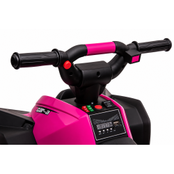 Quad Elettrico per Bambini 12V Falcon X 3-5 Anni 2 Motori sedile in pelle e Telecomando Fari led MP3 Rosa