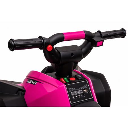 Quad Elettrico per Bambini 12V Falcon X 3-5 Anni 2 Motori sedile in pelle e Telecomando Fari led MP3 Rosa