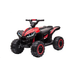 Quad Elettrico per Bambini 12V Falcon X 3-5 Anni 2 Motori sedile in pelle e Telecomando Fari led MP3 Rossa