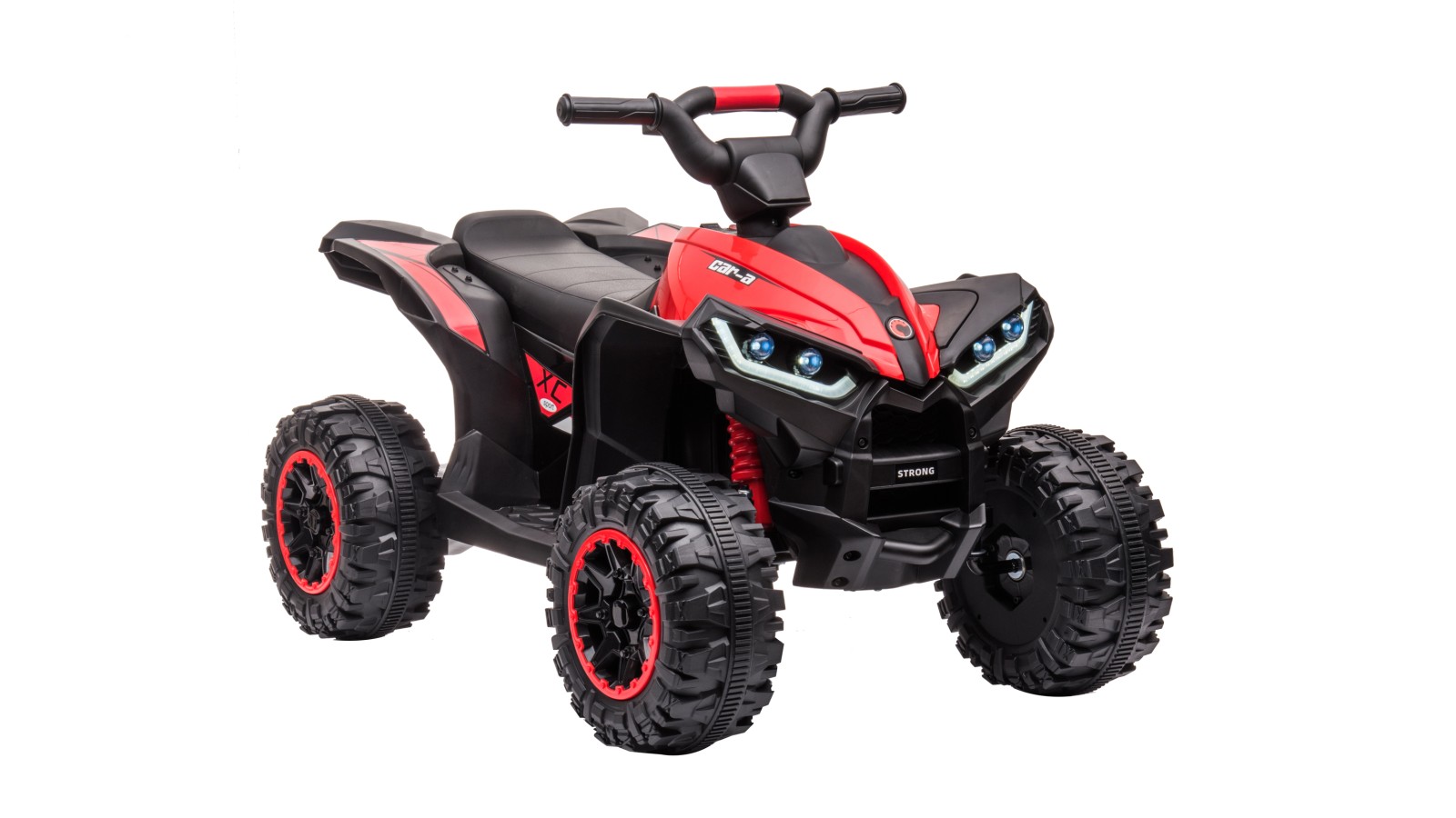 Quad Elettrico per Bambini 12V Falcon X 3-5 Anni 2 Motori sedile in pelle e Telecomando Fari led MP3 Rossa