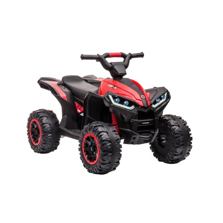 Quad Elettrico per Bambini 12V Falcon X 3-5 Anni 2 Motori sedile in pelle e Telecomando Fari led MP3 Rossa