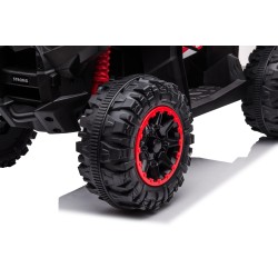 Quad Elettrico per Bambini 12V Falcon X 3-5 Anni 2 Motori sedile in pelle e Telecomando Fari led MP3 Rossa