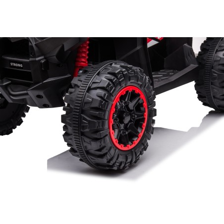 Quad Elettrico per Bambini 12V Falcon X 3-5 Anni 2 Motori sedile in pelle e Telecomando Fari led MP3 Rossa