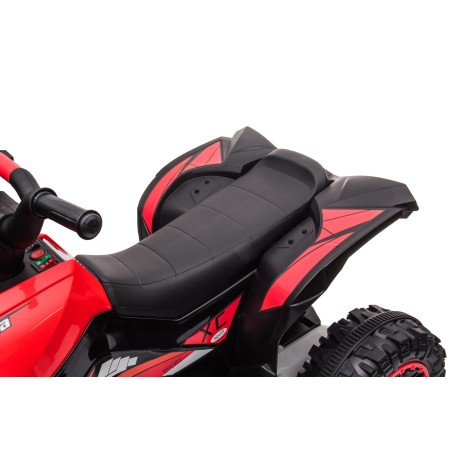 Quad Elettrico per Bambini 12V Falcon X 3-5 Anni 2 Motori sedile in pelle e Telecomando Fari led MP3 Rossa