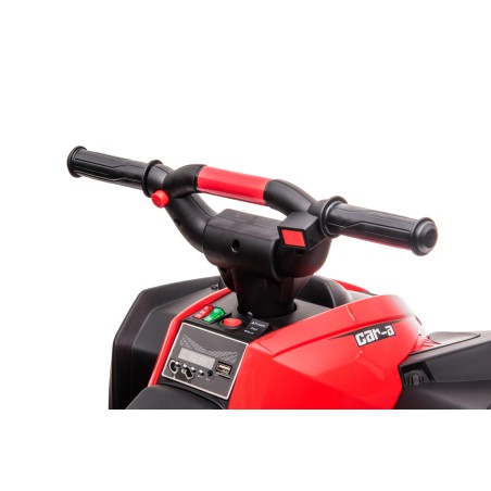 Quad Elettrico per Bambini 12V Falcon X 3-5 Anni 2 Motori sedile in pelle e Telecomando Fari led MP3 Rossa