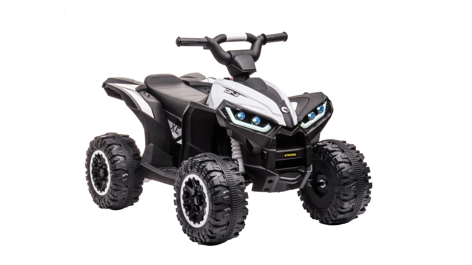 Quad Elettrico per Bambini 12V Falcon X 3-5 Anni 2 Motori sedile in pelle e Telecomando Fari led MP3