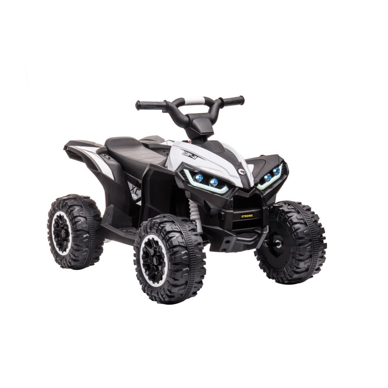 Quad Elettrico per Bambini 12V Falcon X 3-5 Anni 2 Motori sedile in pelle e Telecomando Fari led MP3