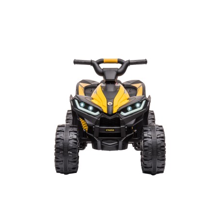 Quad Elettrico per Bambini 12V Falcon X 3-5 Anni 2 Motori sedile in pelle e Telecomando Fari led MP3 Giallo