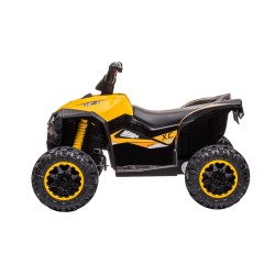 Quad Elettrico per Bambini 12V Falcon X 3-5 Anni 2 Motori sedile in pelle e Telecomando Fari led MP3 Giallo