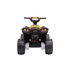 Quad Elettrico per Bambini 12V Falcon X 3-5 Anni 2 Motori sedile in pelle e Telecomando Fari led MP3 Giallo