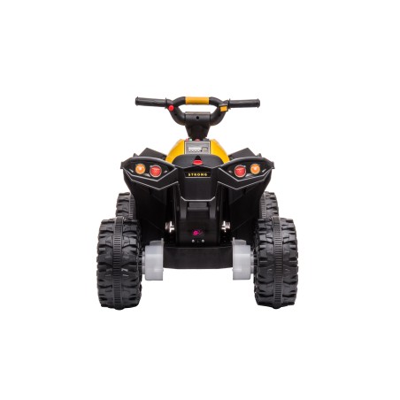 Quad Elettrico per Bambini 12V Falcon X 3-5 Anni 2 Motori sedile in pelle e Telecomando Fari led MP3 Giallo