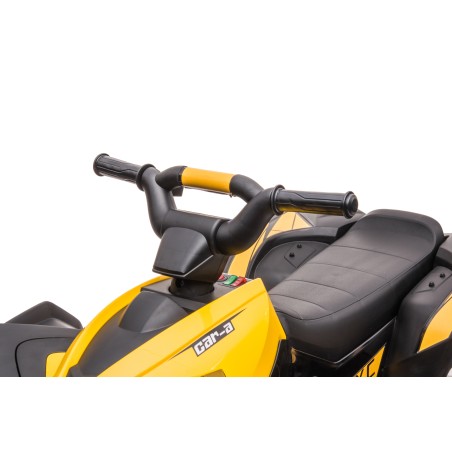 Quad Elettrico per Bambini 12V Falcon X 3-5 Anni 2 Motori sedile in pelle e Telecomando Fari led MP3 Giallo