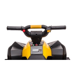 Quad Elettrico per Bambini 12V Falcon X 3-5 Anni 2 Motori sedile in pelle e Telecomando Fari led MP3 Giallo