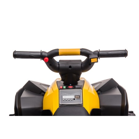 Quad Elettrico per Bambini 12V Falcon X 3-5 Anni 2 Motori sedile in pelle e Telecomando Fari led MP3 Giallo