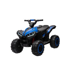 Quad Elettrico per Bambini 12V Falcon X 3-5 Anni 2 Motori sedile in pelle e Telecomando Fari led MP3 Blue