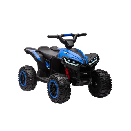 Quad Elettrico per Bambini 12V Falcon X 3-5 Anni 2 Motori sedile in pelle e Telecomando Fari led MP3 Blue