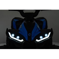 Quad Elettrico per Bambini 12V Falcon X 3-5 Anni 2 Motori sedile in pelle e Telecomando Fari led MP3 Blue