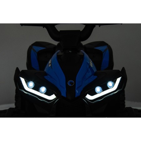 Quad Elettrico per Bambini 12V Falcon X 3-5 Anni 2 Motori sedile in pelle e Telecomando Fari led MP3 Blue