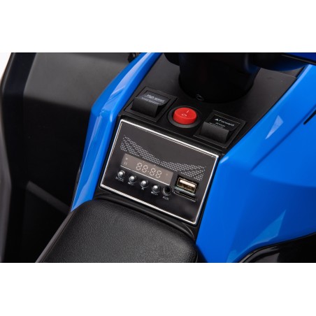 Quad Elettrico per Bambini 12V Falcon X 3-5 Anni 2 Motori sedile in pelle e Telecomando Fari led MP3 Blue