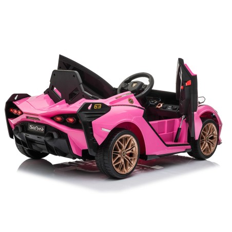 Auto Macchina Elettrica per Bambini 12V Lamborghini Sian con Telecomando Porte apribili Led Bluetooth Radio Sedile Pelle