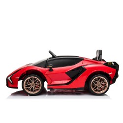 Auto Macchina Elettrica per Bambini 12V Lamborghini Sian con Telecomando Porte apribili Led Bluetooth Radio Sedile Pelle Red